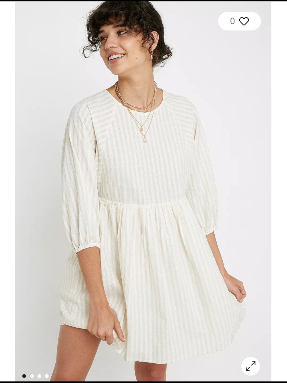 EUC Ladies Size XS Urban Outfitters Dobby Frock Cream  Babydoll Dress W/pockets